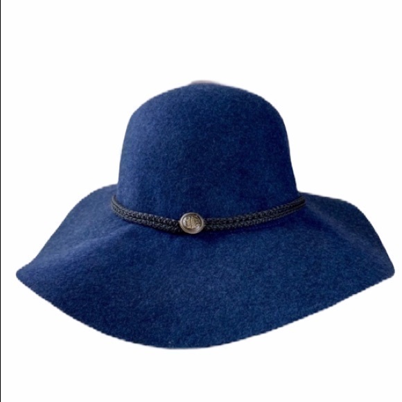 Navy Blue Boho Wool Floppy Hat NOWT - Picture 1 of 6